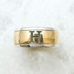 Hermes H Logo Yellow Gold Silver Ring — view 5