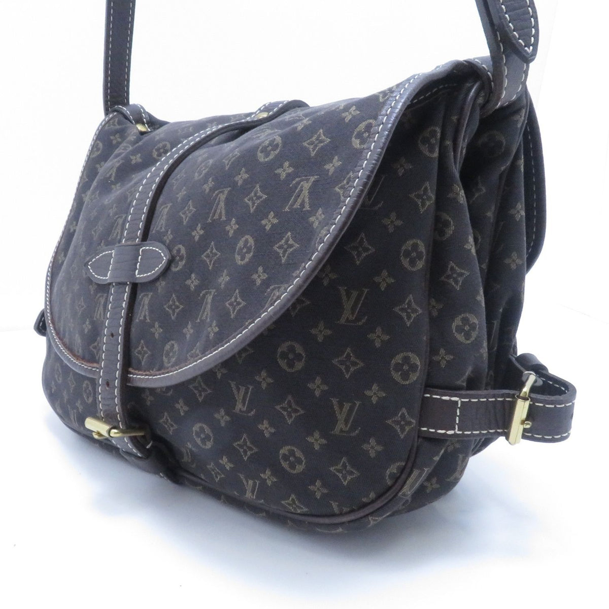 Louis Vuitton Saumur 30 Monogram Mini Lan Fusain Shoulder Bag Lin Dark Brown — view 2