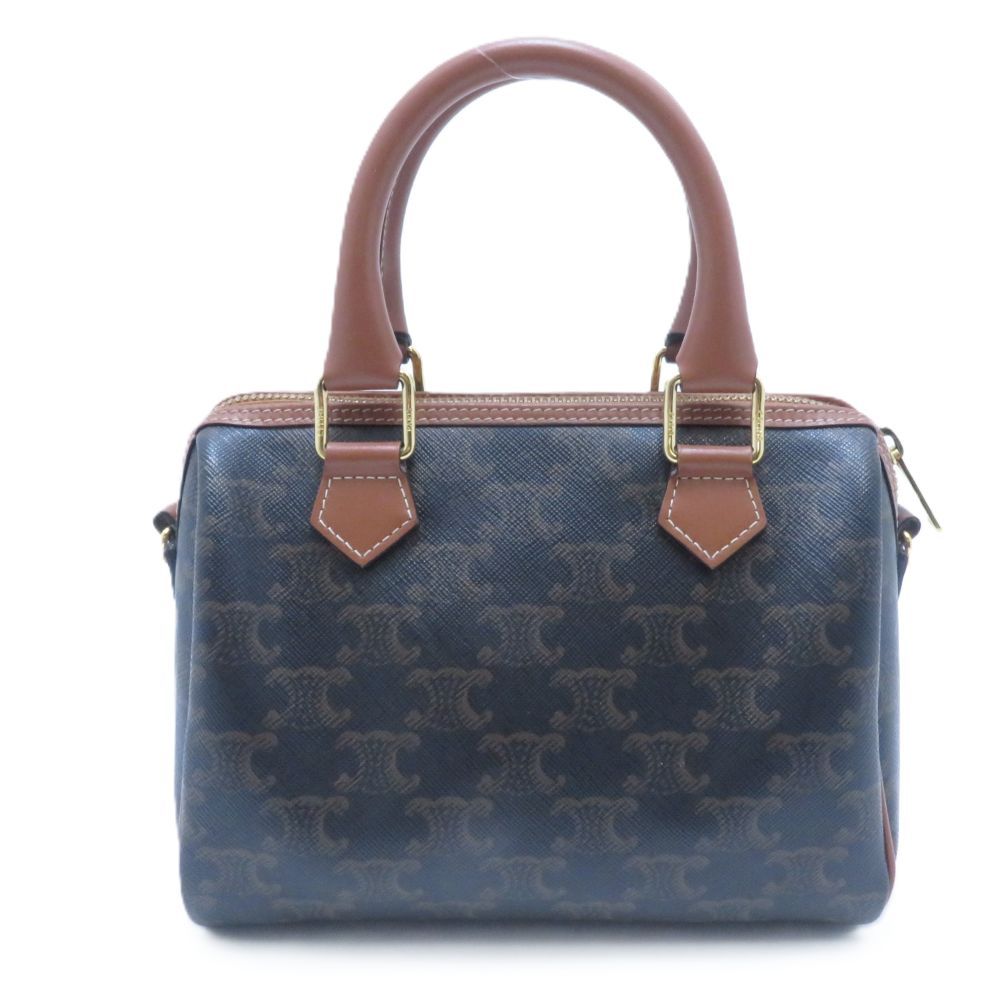 Celine Triomphe 2-Way Black Brown Leather Shoulder Bag