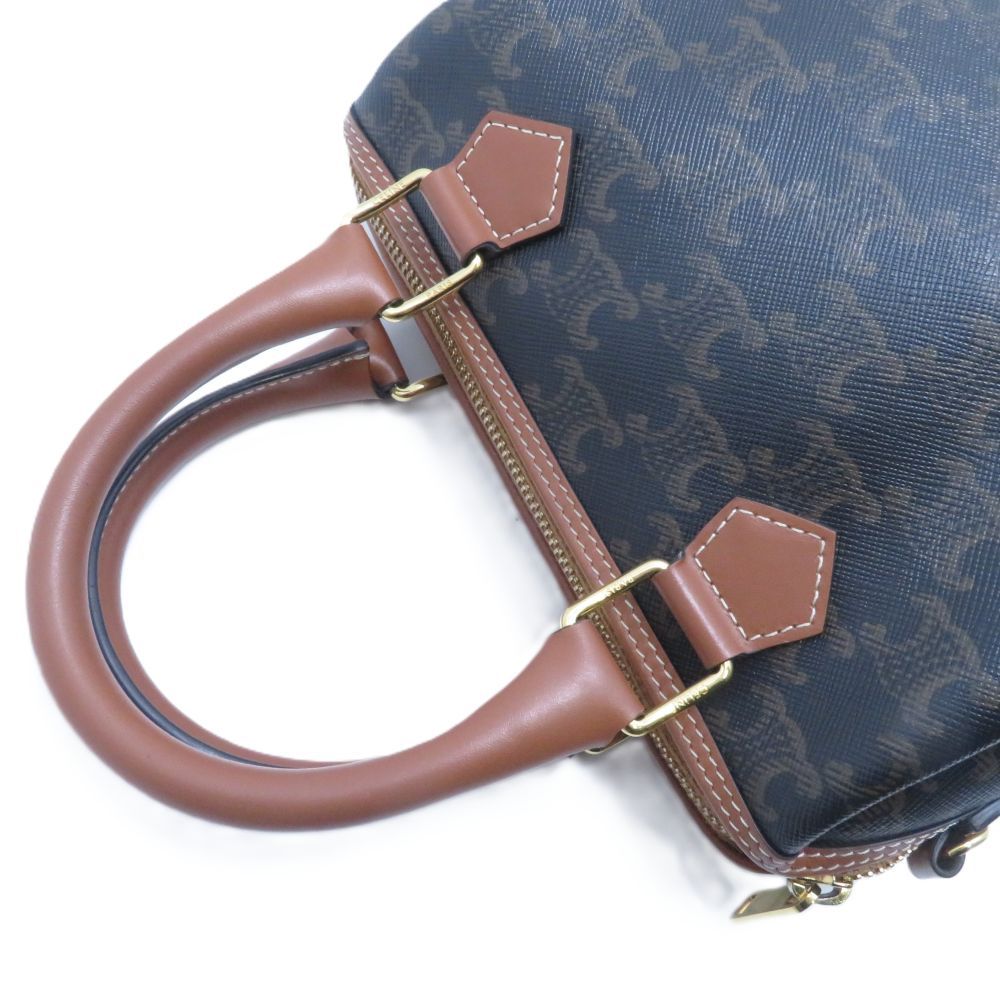 Celine Triomphe 2-Way Black Brown Leather Shoulder Bag — view 4