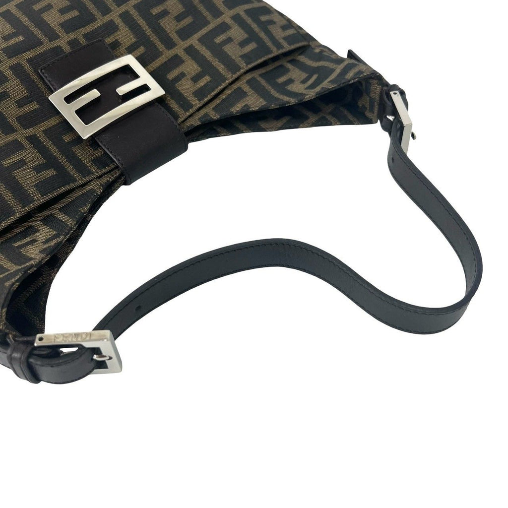 Fendi Vintage Zucca FF Logo Pattern Canvas Leather Shoulder Bag Brown — view 4