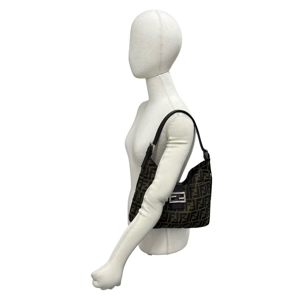 Fendi Vintage Zucca FF Logo Pattern Canvas Leather Shoulder Bag Brown — view 2