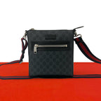 Gucci Small Messenger Bag GG Supreme Logo Pattern Leather Black