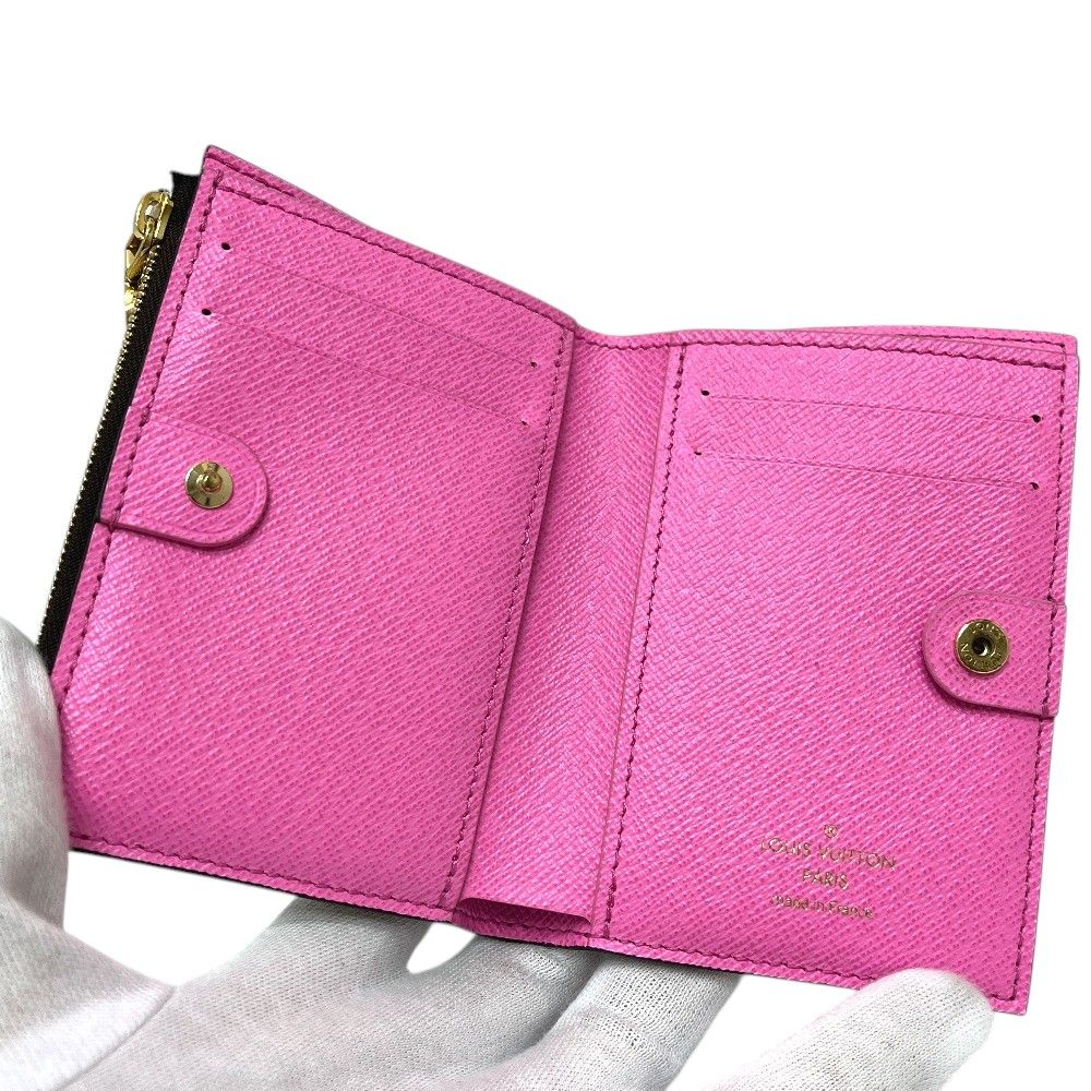 Louis Vuitton Bifold Wallet Portefeuille Lisa Brown Monogram Canvas Rose Lolipop — view 6