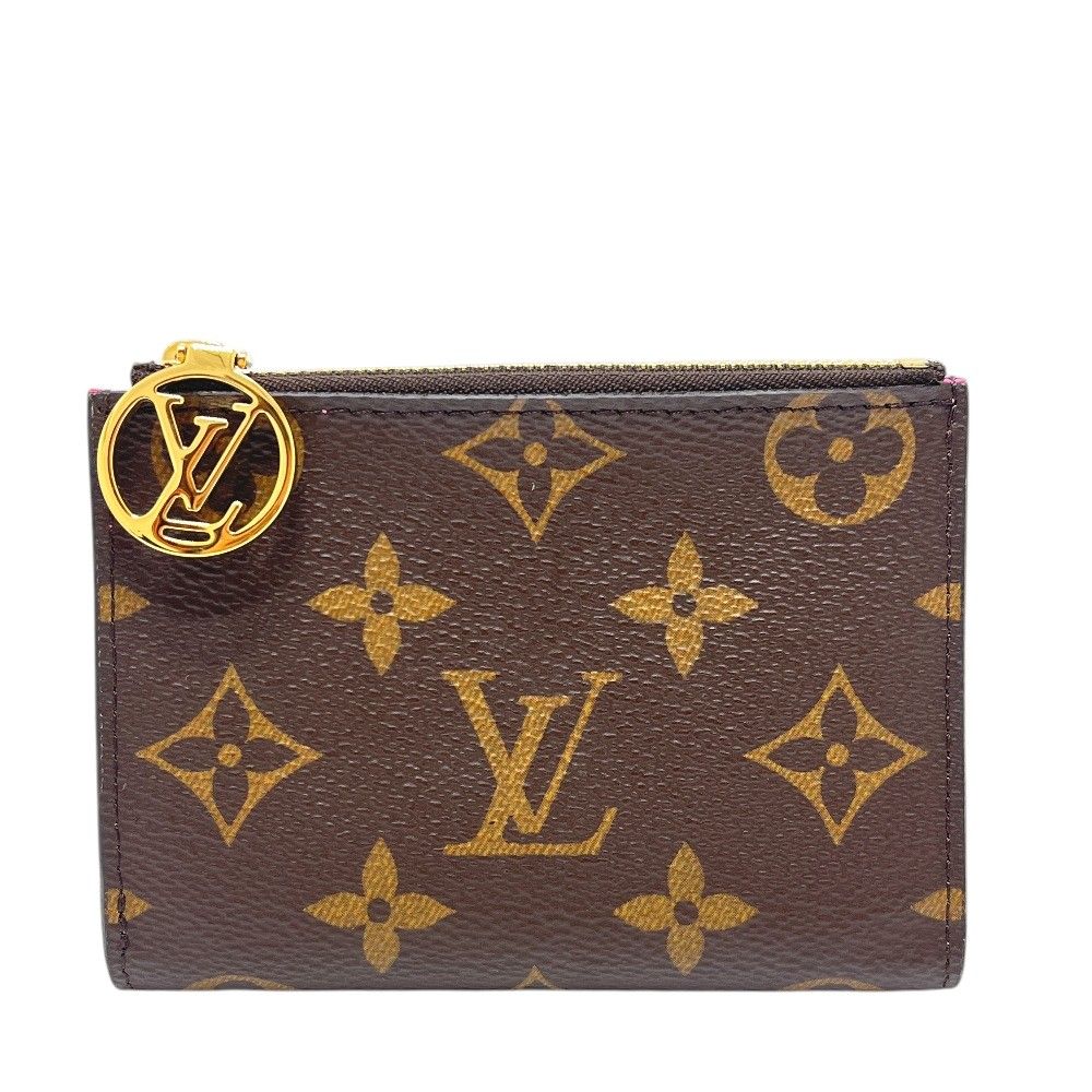 Louis Vuitton Bifold Wallet Portefeuille Lisa Brown Monogram Canvas Rose Lolipop