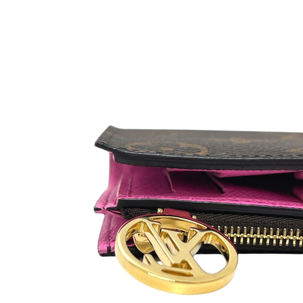 Louis Vuitton Bifold Wallet Portefeuille Lisa Brown Monogram Canvas Rose Lolipop — view 7
