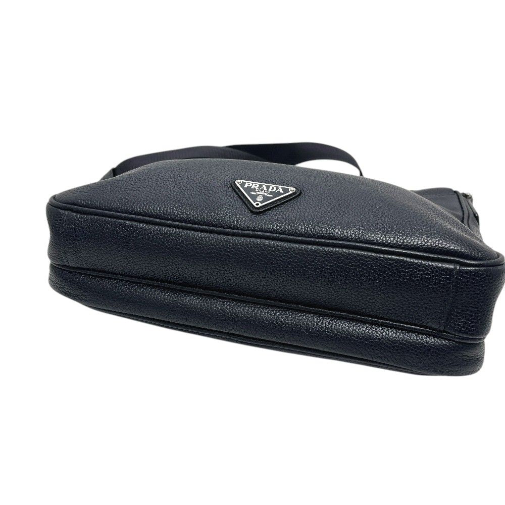 Prada Shoulder Bag Triangle Logo Leather Blue — view 5
