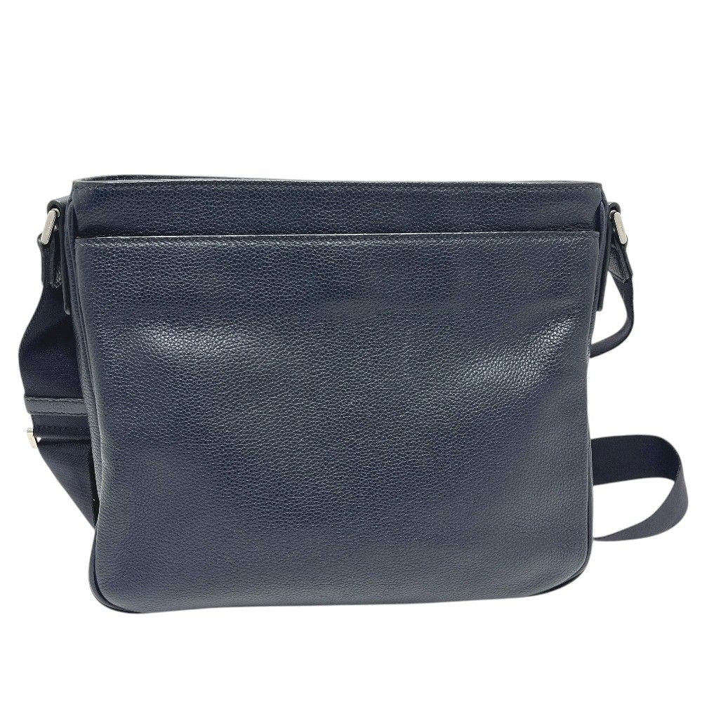 Prada Shoulder Bag Triangle Logo Leather Blue — view 2