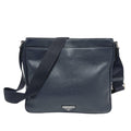 Prada Shoulder Bag Triangle Logo Leather Blue