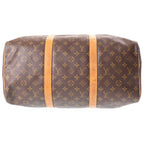 Louis Vuitton Monogram Keepall 45 Boston Bag Brown Leather Gold — view 4