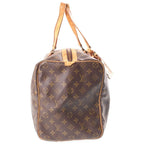 Louis Vuitton Monogram Keepall 45 Boston Bag Brown Leather Gold — view 3
