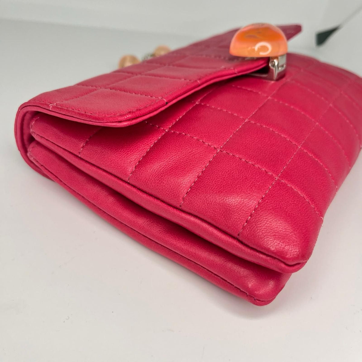 Chanel Choco Bar Ball Chain Shoulder Bag Shocking Pink Card — view 3