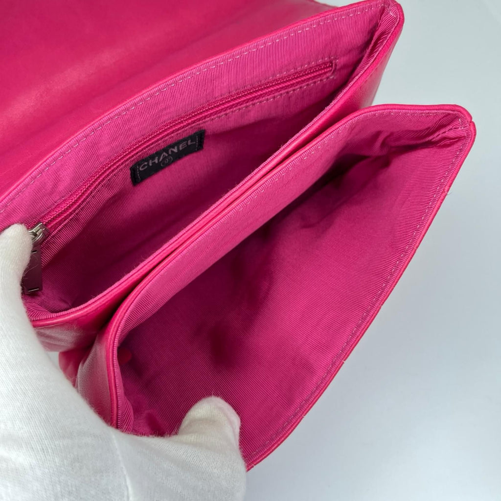 Chanel Choco Bar Ball Chain Shoulder Bag Shocking Pink Card — view 7