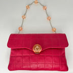 Chanel Choco Bar Ball Chain Shoulder Bag Shocking Pink Card