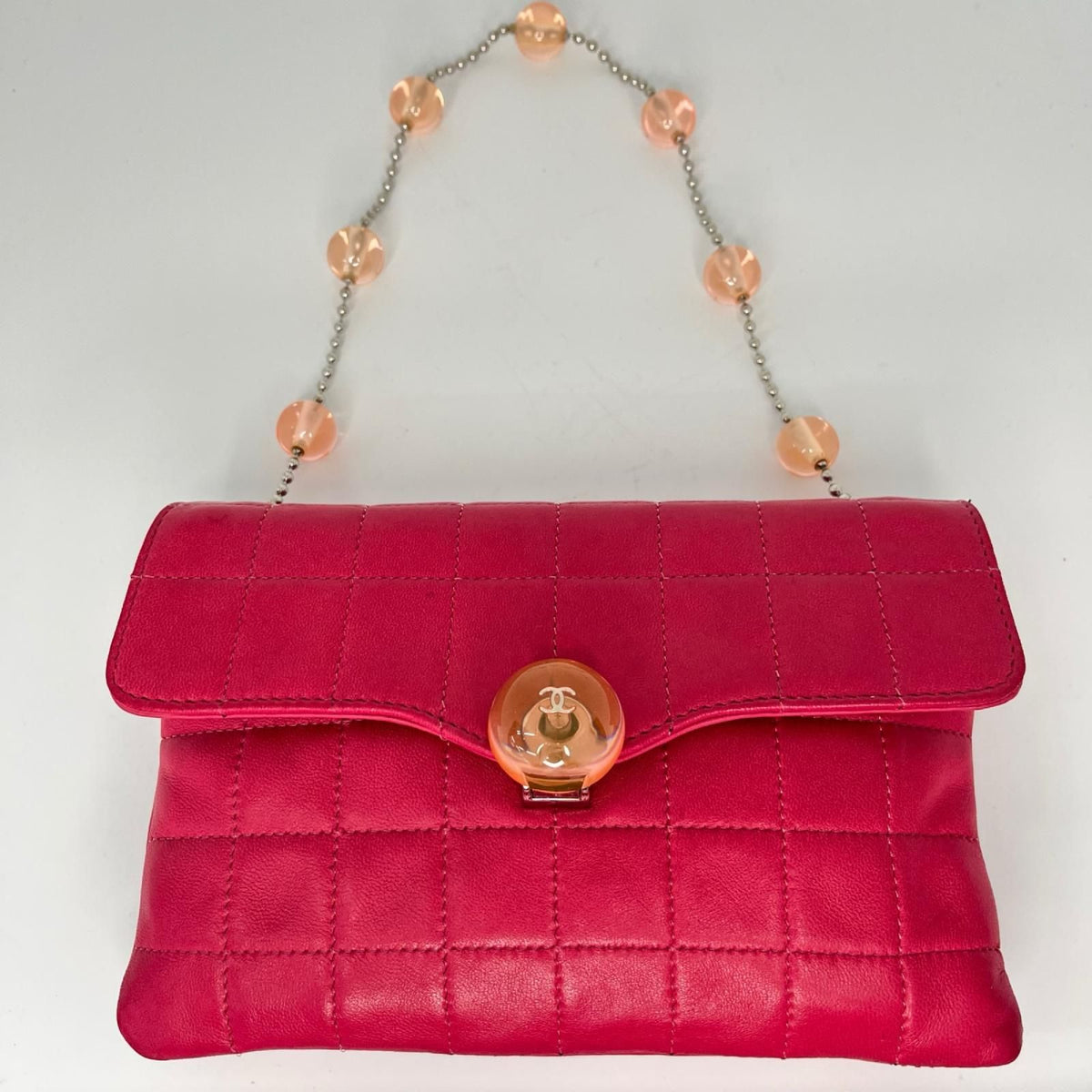 Chanel Choco Bar Ball Chain Shoulder Bag Shocking Pink Card