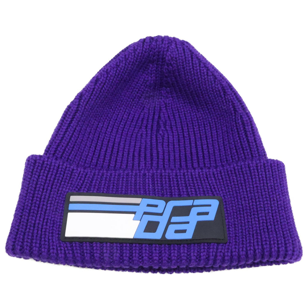 Prada Rubber Logo Patch Knit Beanie XS Hat