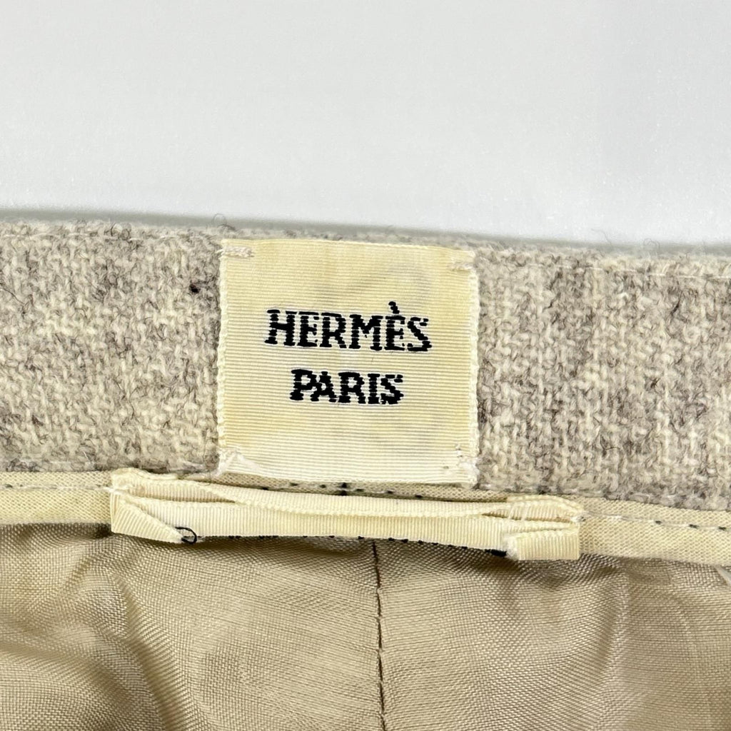 Hermes Gaultier Beige Virgin Wool Coin Purse Center Crease Tapered Pants 36 — view 3