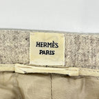 Hermes Gaultier Beige Virgin Wool Coin Purse Center Crease Tapered Pants 36 — view 3