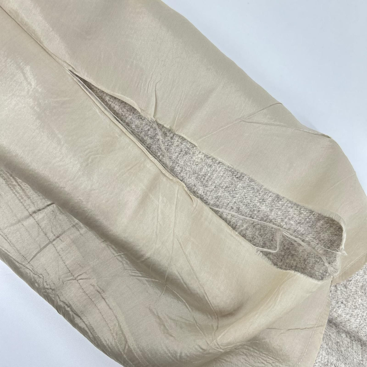 Hermes Gaultier Beige Virgin Wool Coin Purse Center Crease Tapered Pants 36 — view 8