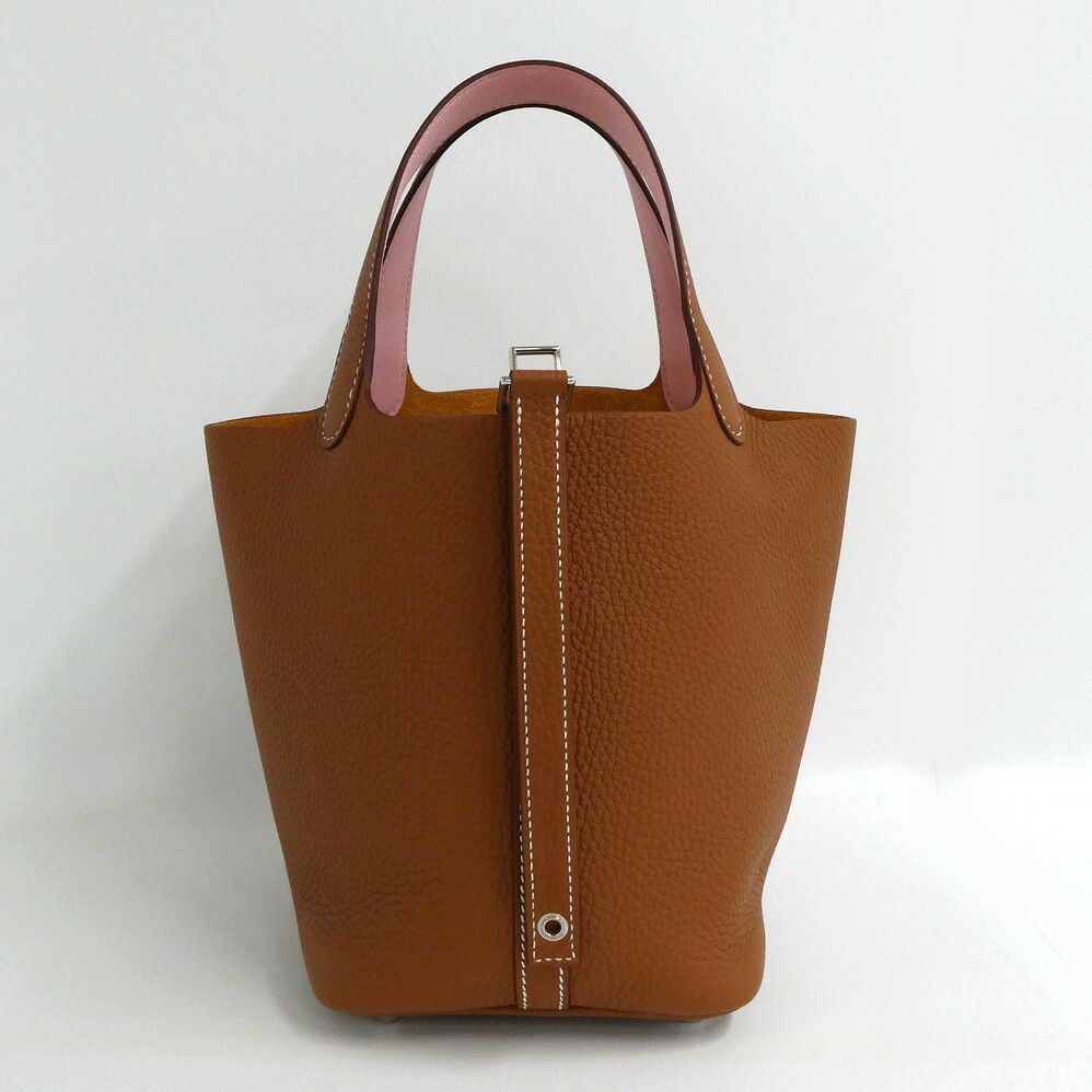 Hermes Picotin Lock Eclat PM Gold Rose Sakura Taurillon Clemence Silver Handbag — view 3