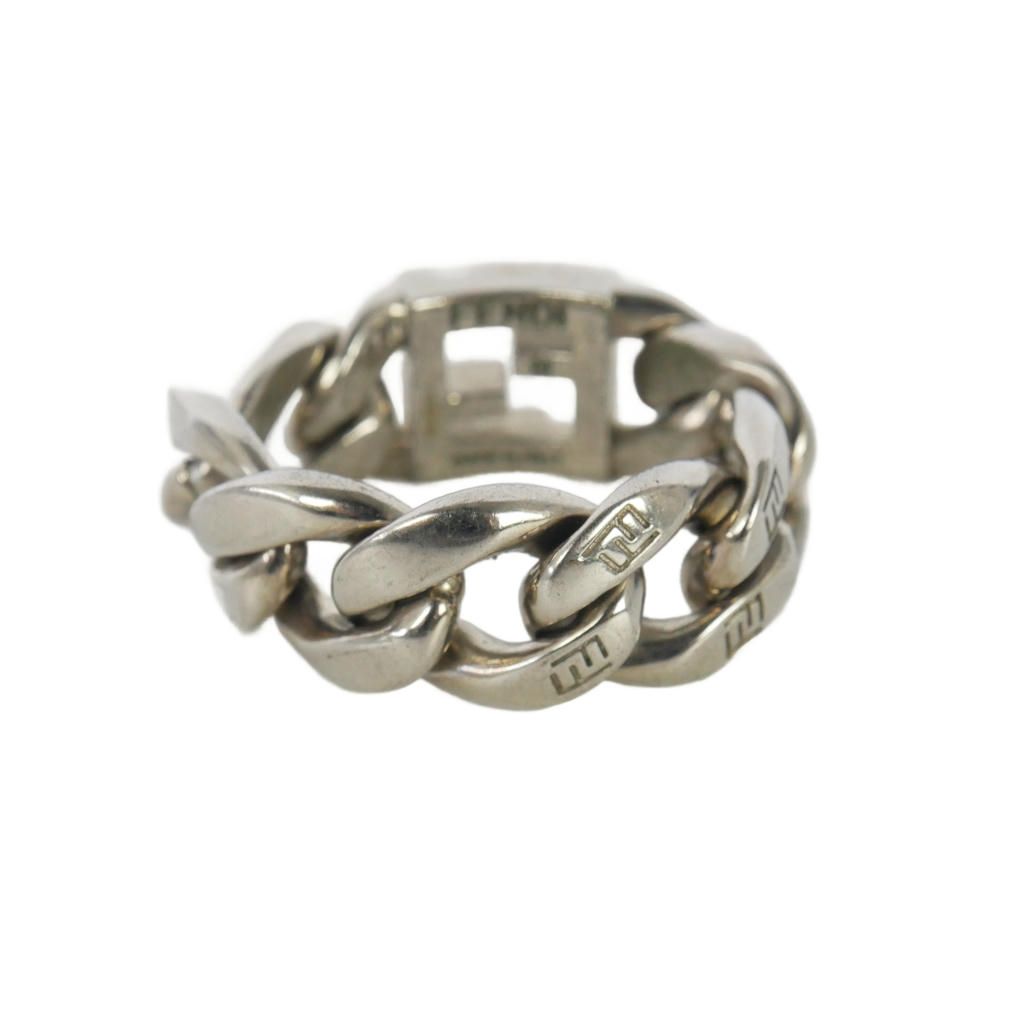 Fendi Chain Ring FF Logo Zucca M Silver — view 3