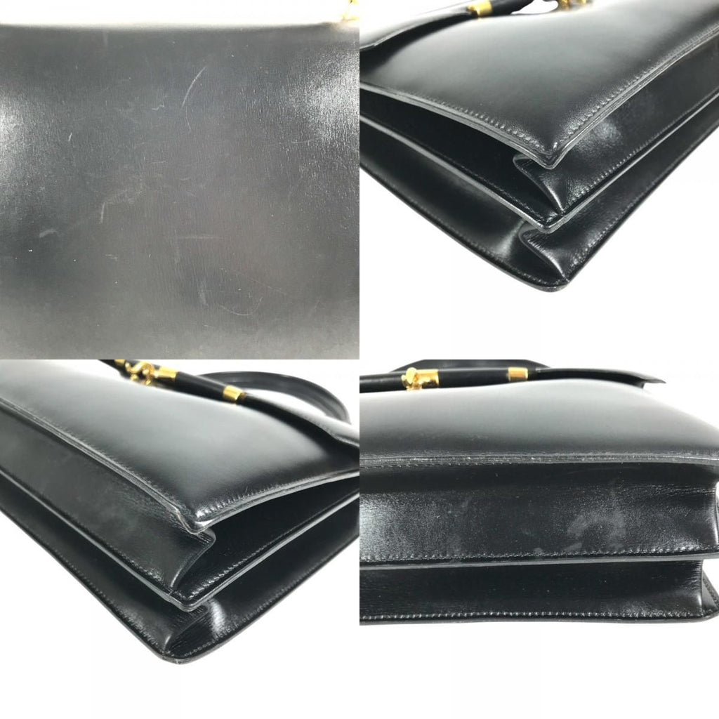 Hermes Handbag Paloniere Gold Box Calf Black Vintage Leather — view 7