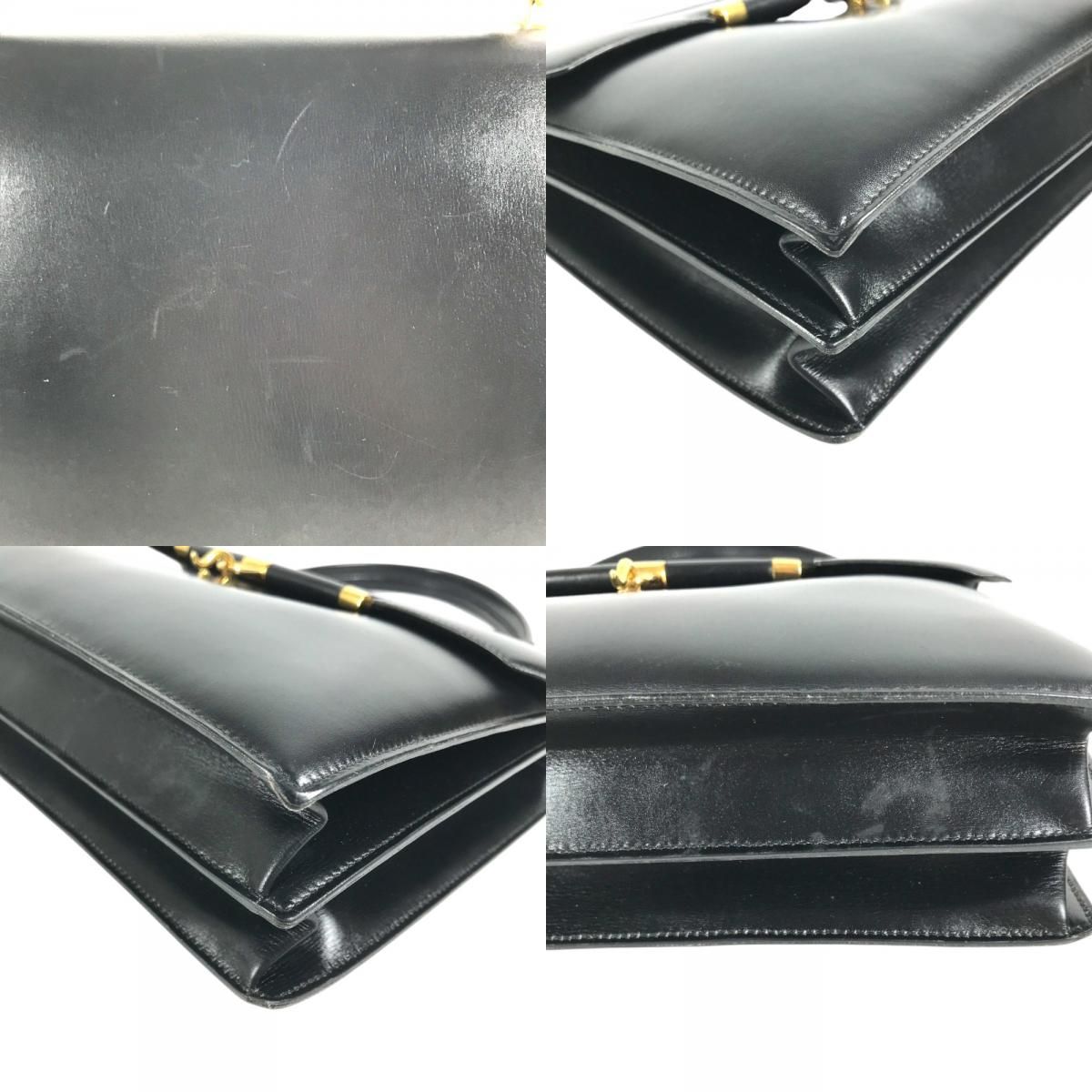 Hermes Handbag Paloniere Gold Box Calf Black Vintage Leather — view 7