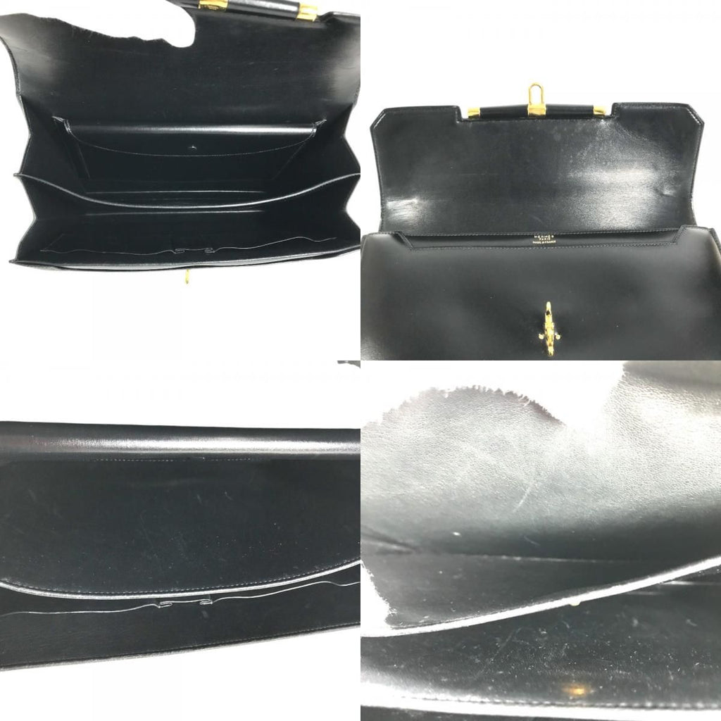 Hermes Handbag Paloniere Gold Box Calf Black Vintage Leather — view 8