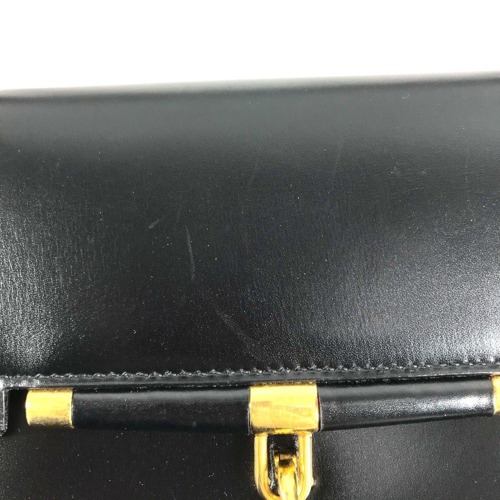 Hermes Handbag Paloniere Gold Box Calf Black Vintage Leather — view 6