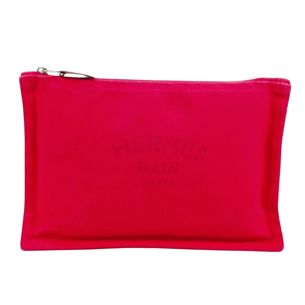Hermes Yachting Flat PM Canvas Pink Pouch Silver