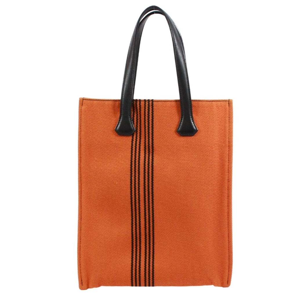Hermes Potamos Cabas PM Leather Canvas Orange Black Tote Bag