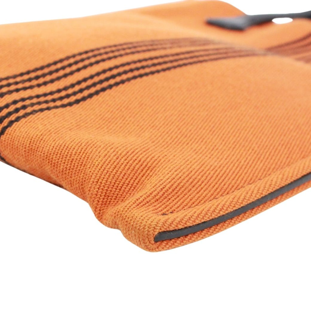 Hermes Potamos Cabas PM Leather Canvas Orange Black Tote Bag — view 5