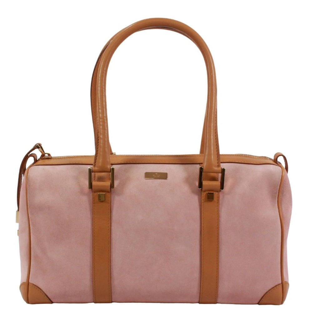 Gucci Mini Boston Bag Leather Suede Pink Beige Gold
