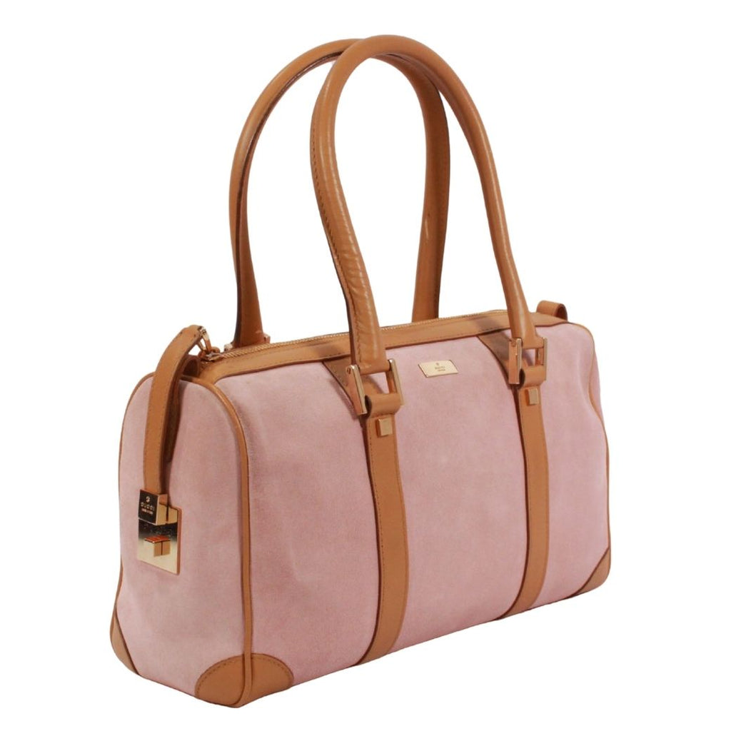 Gucci Mini Boston Bag Leather Suede Pink Beige Gold — view 2