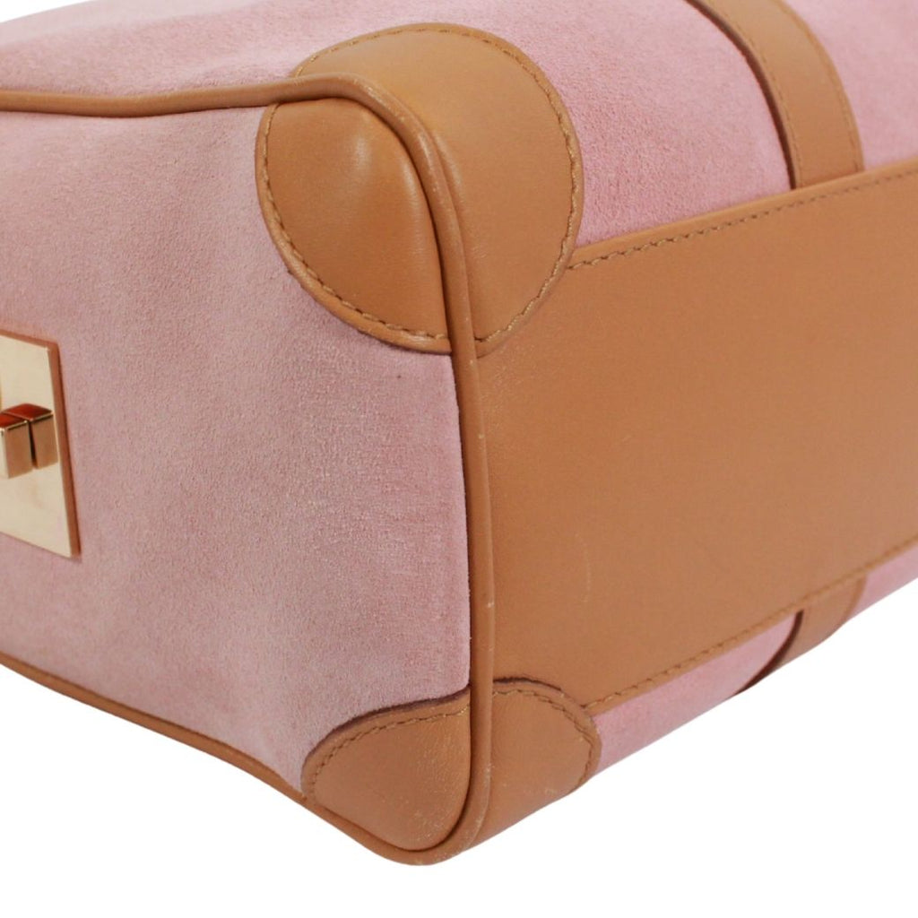 Gucci Mini Boston Bag Leather Suede Pink Beige Gold — view 6