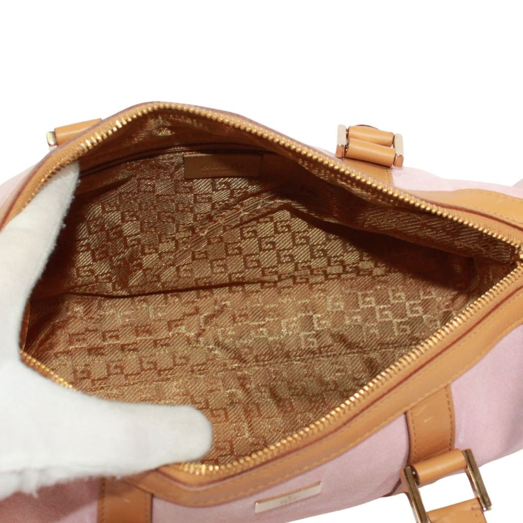 Gucci Mini Boston Bag Leather Suede Pink Beige Gold — view 7