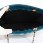 Chanel Icon Print Chain Leather Canvas Blue Shoulder Bag Gold — view 7