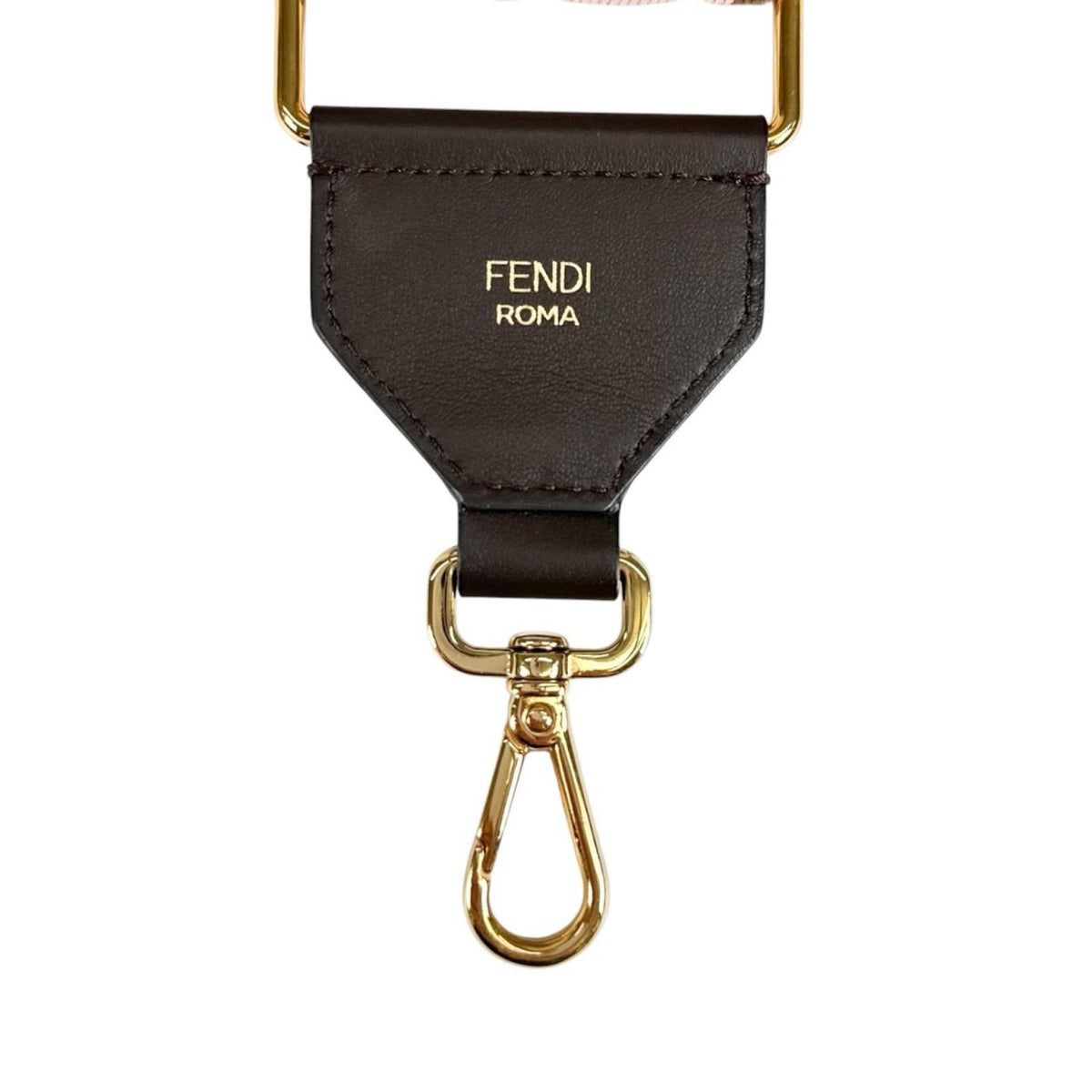 Fendi FF Logo Shoulder Strap Leather Canvas Pink Brown Gold — view 5