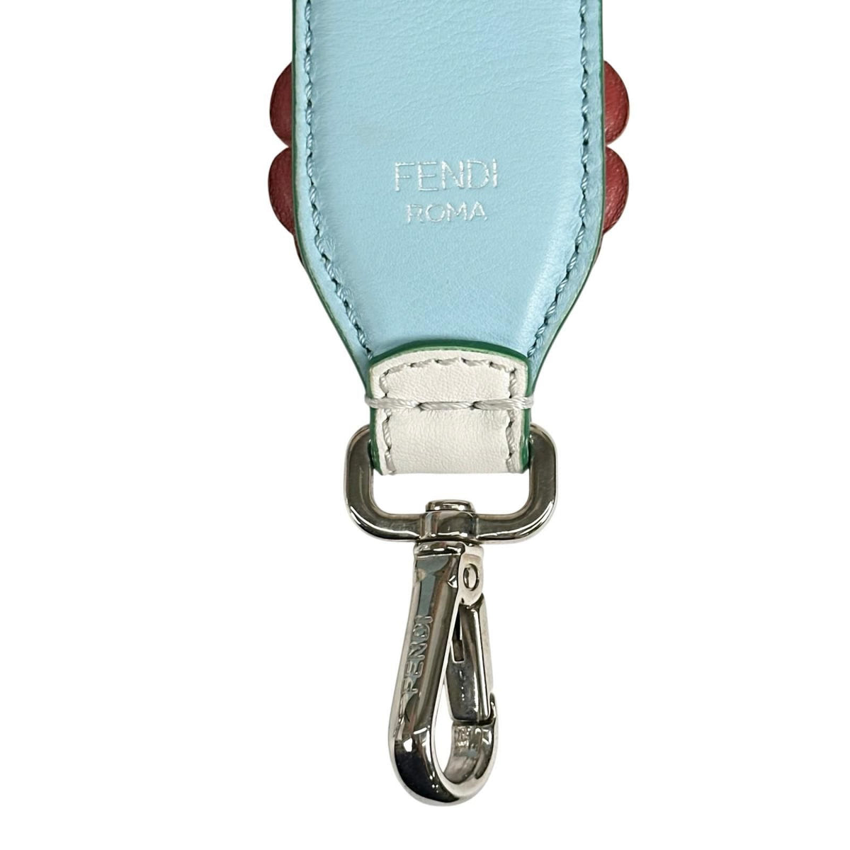 Fendi Shoulder Strap Leather White Multicolor Light Blue Silver — view 4