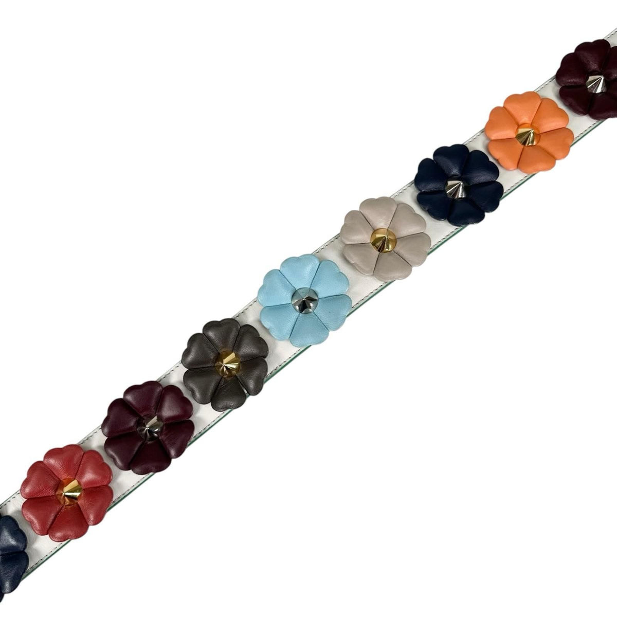 Fendi Shoulder Strap Leather White Multicolor Light Blue Silver — view 2