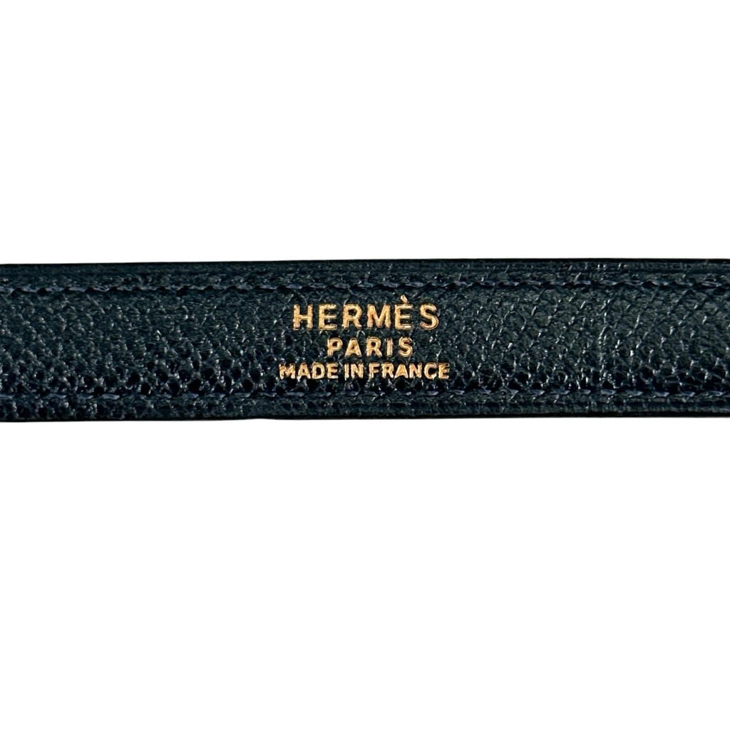 Hermes Shoulder Strap Leather Blue Gold — view 3