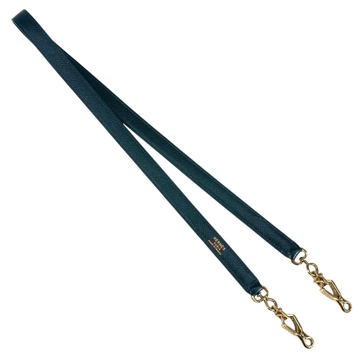 Hermes Shoulder Strap Leather Blue Gold