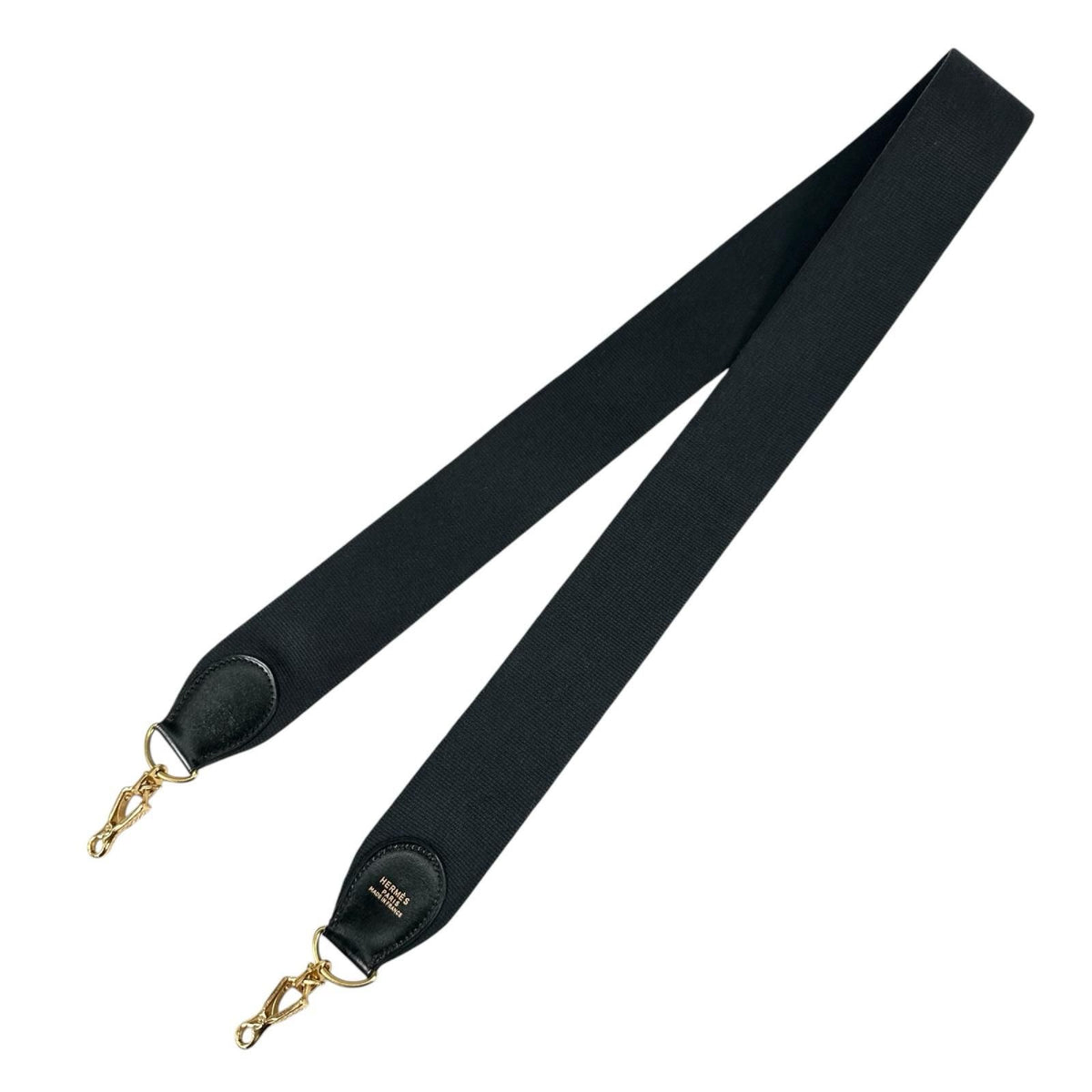Hermes Shoulder Strap Canvas Box Calf Black Gold — view 2