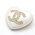 Chanel Brooch White Gold Heart CC Logo