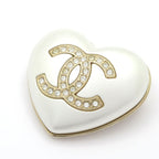 Chanel Brooch White Gold Heart CC Logo