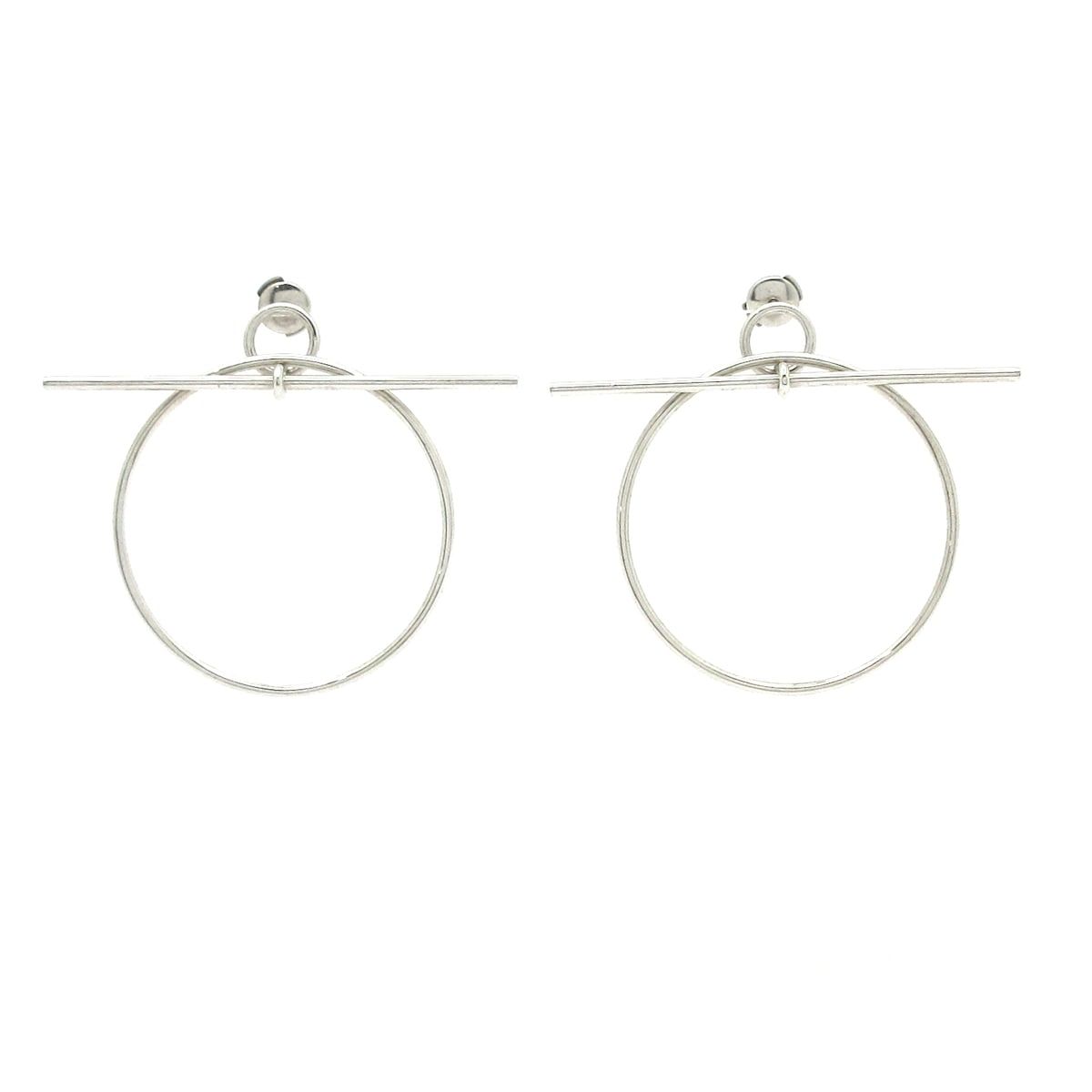 Hermes Earrings Loop MM Silver