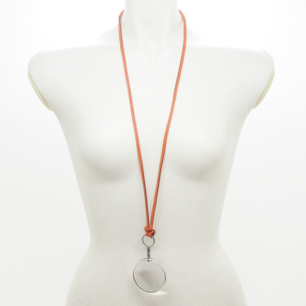 Hermes Necklace Leather Silver Orange Loupe — view 2
