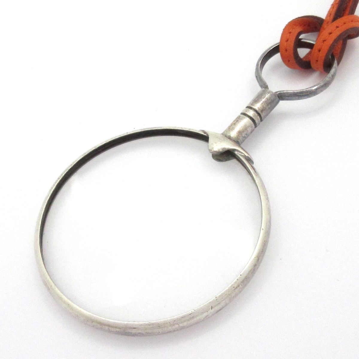 Hermes Necklace Leather Silver Orange Loupe — view 3