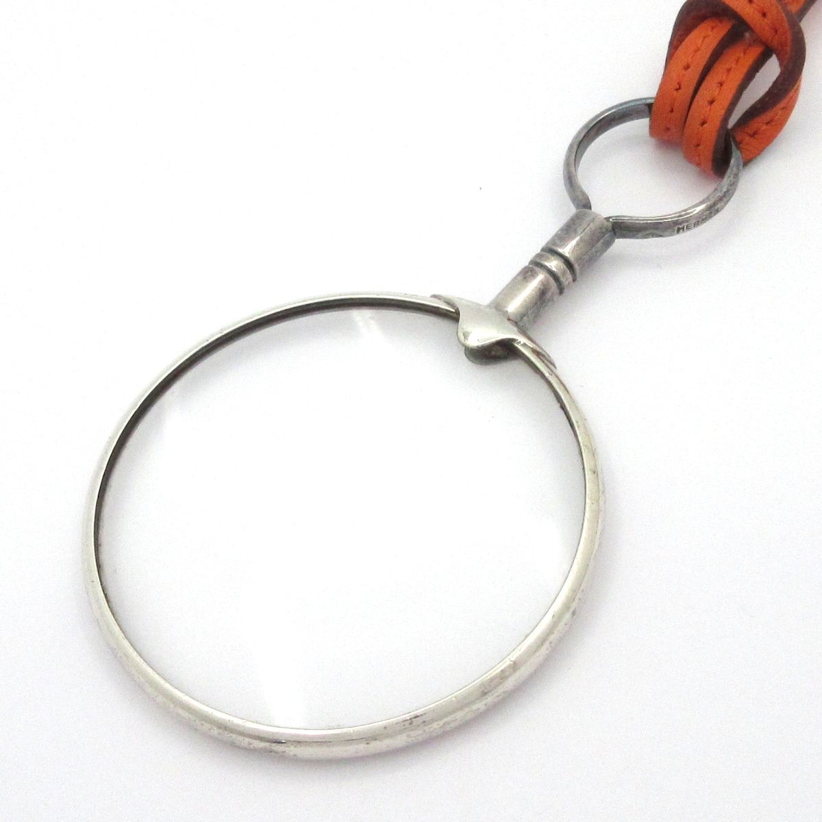 Hermes Necklace Leather Silver Orange Loupe