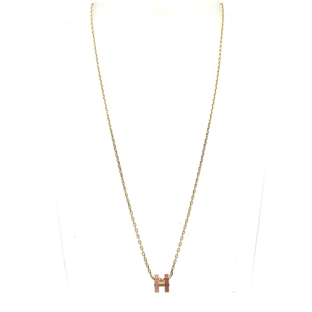 Hermes Necklace Mini Pop H Gold Pink — view 2